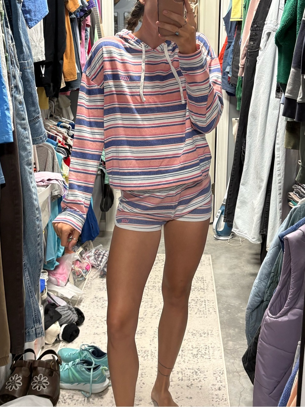 Vans striped hoodie and shorts set